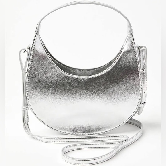 LOFT Metallic Crescent Crossbody Bag | Silver | NWT - Picture 12 of 13